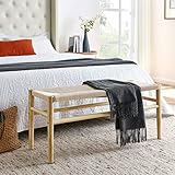 Knocbel Farmhouse Entryway Bench with Woven Rope
