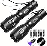 LETION UV Flashlight 2 in 1 [2 Pack],UV Light LED Black Light flashlights with 5