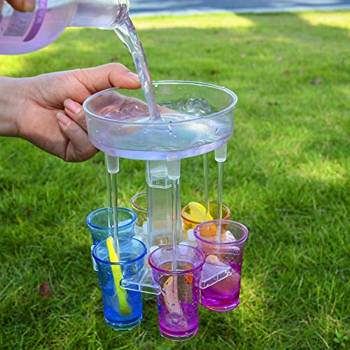 6 Shot Glass Dispenser And holder,Shots Dispenser Six Ways,Dispenser for Filling Liquids,Bar Shot,Cocktail Dispenser,Dispenser with Slogan,Drinking Games Wine Dispenser (transparent colourful cups)