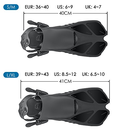 Life Basis Snorkeling and Swim Fins, Snorkeling Diving fins Black L XL - Thumbnail 3