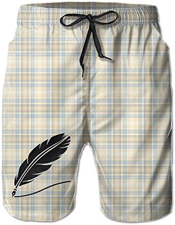 Funny Sunshine Boys Men's Black Feather Pen Summer Quick-drying Surf Pants Shorts Pants XXL