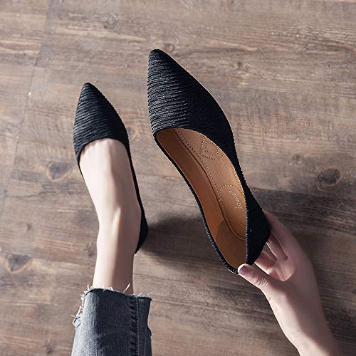 Meeshine Women's Pointy Toe Ballet Flats Comfortable Slip-on Classic Dress Shoes (Classic-Black US 10)