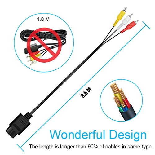 AV Composite Cable - 3.6M 11.8 Ft N64 AV Cable Composite Retro TV Audio Video Standard Cords Wire Cable for Nintendo 64 TV Games HDTV SNES Gamecube GC by FENGWANGLI