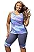 ZKESS Womens Plus Size Rash Guard Surfing Swimsuits Sleeveless Color Block Swim Tank Tops Capri Legging Pant Swims Bottom 2PCS Bathing Suits Wet Set Grey Blue XXXL