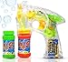 Haktoys Bubble Shooter Gun | Ready to Play Light Up Blower with LED Flashing Lights, Extra Refill Bottle, Bubble Blaster Toy for Toddlers, Kids, Parties (Batteries Included)