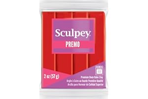 Sculpey Premo Polymer Oven-Bake Clay, Cadmium Red Hue, Non Toxic, 2 oz. bar, Great for jewelry making, holiday, DIY, mixed media and more. Premium clay Great for clayers and artists.