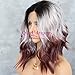 QD-Udreamy Colorful Hair Wigs Dark Roots To Ombre Purple Brown Mixed Short Water Wave Hair Heat Resistant Synthetic Lace Front Wigs for Women …