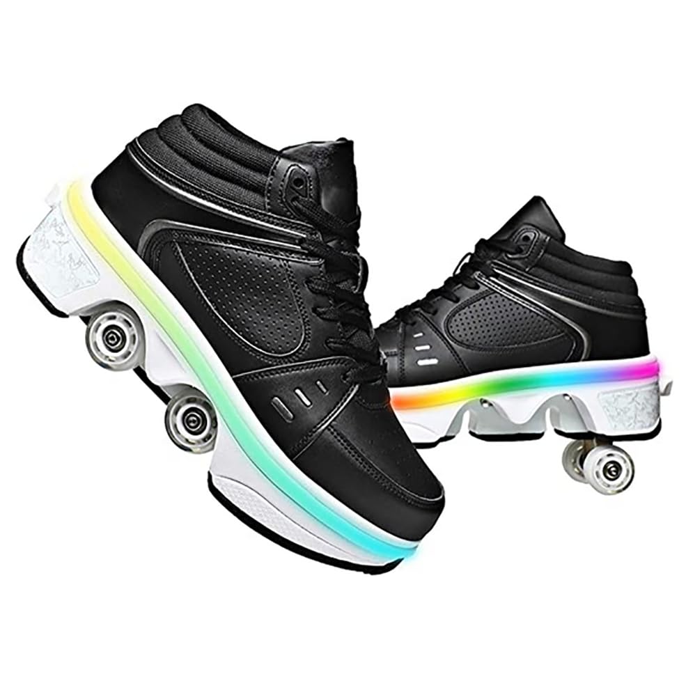Shoes with Wheels for Boys and Girls, Multipurpose Shoes with Wheels with Led Lights, Skateboard Shoes