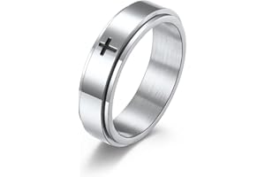 yomlry Titanium Stainless Steel Anxiety Ring Cross Rotating Ring Fidget Ring Stress Relieving Ring for Men Women Spinner Ring Size 5-12