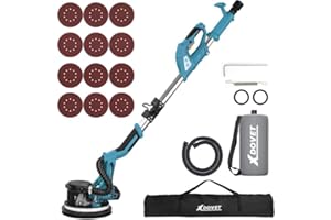 XDOVET 850W Drywall Sander, 7A Electric Dustless Drywall Sander with Vacuum Dust Collector, LED Light, Folding and Extendable Handle, 6 Speeds Popcorn Ceiling Removal Tool, 6 Sanding Discs, Blue