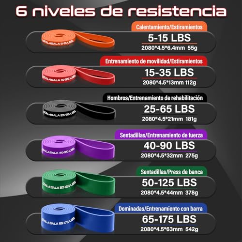 GALASALA 15 PCS Ligas de Resistencia para Ejercicio, Bandas de Resistencia para Ejercicio con Anclaje Puerta, Asas, Bolsa y 3 Bandas Elásticas, Ligas de Ejercicio Aptas para Entrenamiento y Fitness