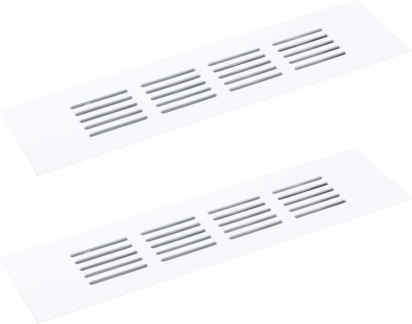 Registers, Grilles & Vents - Geesatis 8 x 2 inch / 200 x 50 mm Rectangle Shape Mesh Air Vent for Cabinet Shoe Cabinet Hardware Accessories Ventilation Cover, with Mounting Screws, White, 2 Pcs