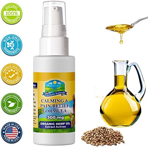 Fairfield Naturals Organic Calming Vegan Hemp Oil for Dogs & Cats - Pet Hemp Supplement with Omega 3 Moroccan Argan Oil & Vitamin E for Joint Support