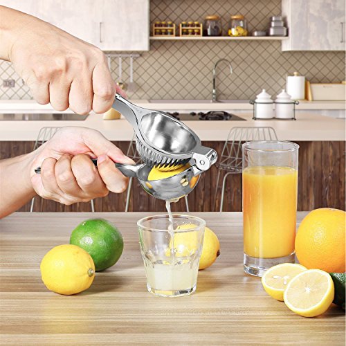 Lemon Squeezer, Vakoo Premium Lime Squeezers Metal Manual Citrus Press Juicer for Lemon Lime Orange Juice Fruit - Silver - Big