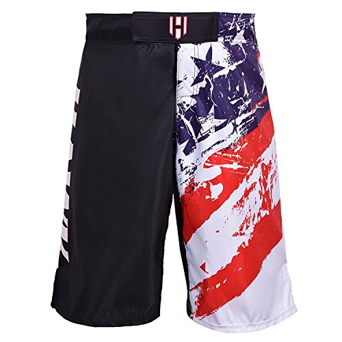 Hawk MMA Training UFC Shorts - Cage Fight Grappling Muay Thai Boxing Martial Arts Clothing Uniform - UFC PRO Grappling Cage Muay Thai/Kick Boxing (White, X-Large)