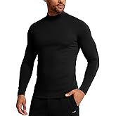 RGJU Men's Mock Turtleneck Long Sleeve Shirts, Thermal Athletic Undershirt Moisture Wicking Warm Base Layer Slim Fit