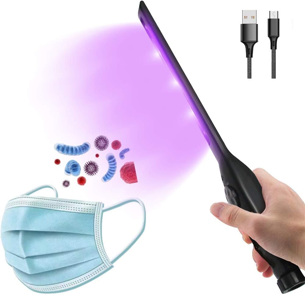 Sterilization lamp, Ultraviolet Handheld Disinfection Lamp Anti-Bacterial Rate 99% for Car Household School Hotel Pet Area,rechargeble