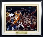 Magic Johnson Autographed "vs. Michael Jordan" 16x20 Photograph w/ Floating Plate Framed (COA)