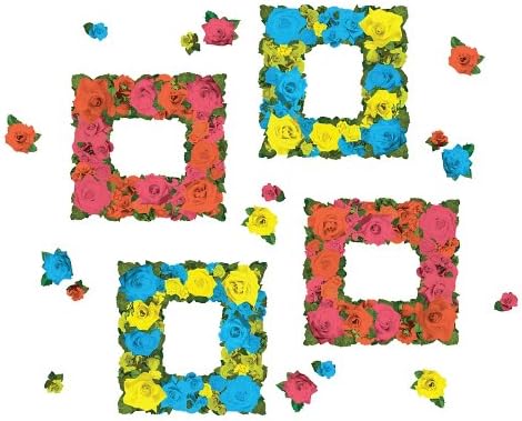 WallCandy Arts Wall Decal, Set of 4 Roses Floral Wall Sticker Frames