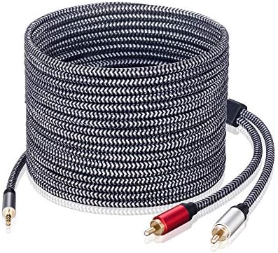 3.5mm to RCA Audio Cable, Morelecs Nylon-Braided 3.5mm to 2RCA Audio Auxiliary Stereo Y Splitter Cable, Double-Shielded, Heavy Duty 3.5mm Male to 2 RCA Male Stereo Audio Adapter Cable - 40 Feet
