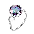 925 Sterling Silver Top Mystic Rainbow Stone Ring ,Simple and Delicate Female Many Occasions Rings Gifts