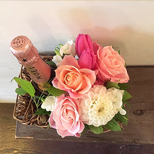 超新作 生花 お祝い 花 社長就任祝い 開店祝い 結婚祝い フラワーギフト B07b7g36b5 お手軽シャンパンモエとお花のアレンジセット 誕生日プレゼント バラ ピンク フラワーアレンジメント Wwmp Org Za