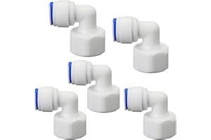 AIMATRUN 1/2" Female Thread Elbow x3/8" PE Hose OD Push-In Quick-Connect Fitting for RO Reverse Osmosis Water Filter Plastic Joint, Beverage Dispenser & Water Filtration/Purification Systems (5PCS)