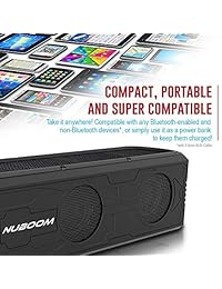 Nuboom   Altavoz solar con Bluetooth, 55 horas más de duración, 10 W, estéreo, fuerte grave, 4400 mAh, IPX5, resistente a salpicaduras, 5 V 220 mAh, panel solar, Bluetooth 4.0, portátil, para exteriores azul (Skylight Blue)