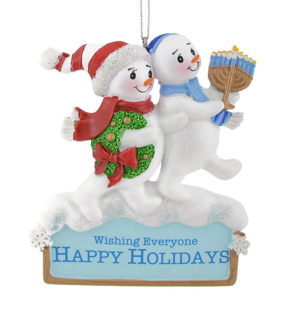Hanukkah and Christmas Snowmen Ornament