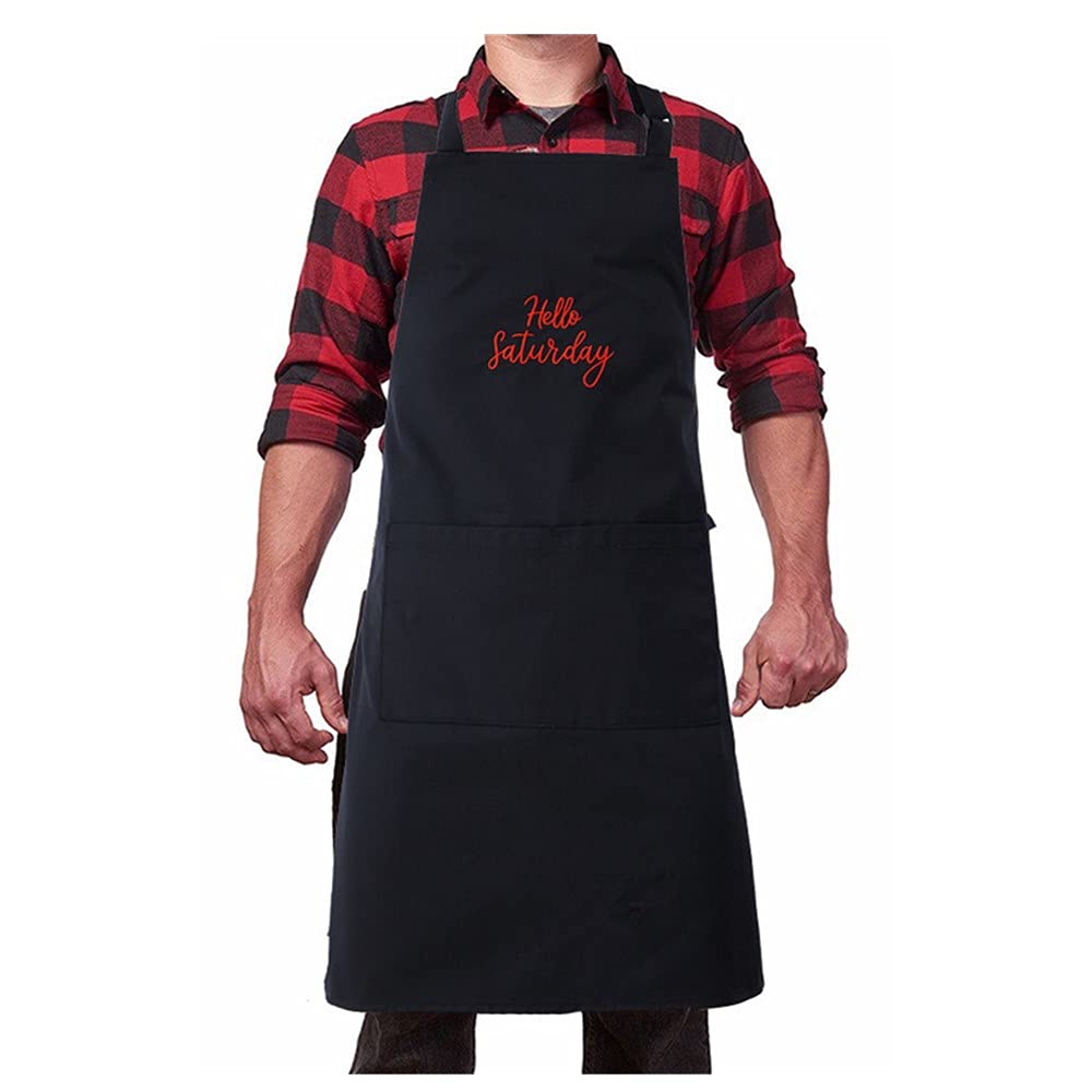 Premium Embroidery Kitchen Aprons for Women and Men with 2 Pockets