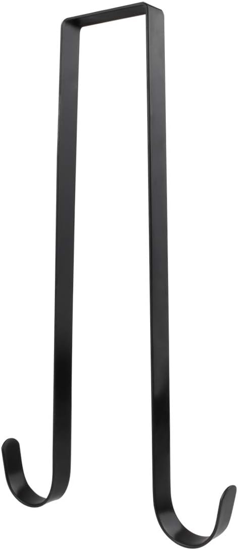 Wreath Hangers - BNYZWOT 12 Inches Over The Door Black Metal Double Wreath Hanger - Holds 2 Wreaths with This 2 Sided Hanger - Premium Sturdy Metal