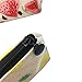Cute Fruit and Flamingo Canvas Pencil Bag Holder Pen Case Stationery Makeup Cosmetic Pouch Bag with Zipper, Set of 3