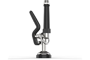 FAUAID Pre Rinse Sprayer Commercial Sink Sprayer Head,1.42GPM Spray Valve Dish Spray Nozzle with Ergonomic Handle, Faucet Parts for Commercial Kitchen Sink,Chrome Finished（Black）