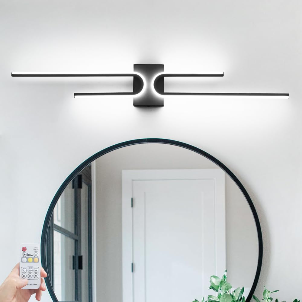 Photo 1 of Black Bathroom Vanity Light Fixtures Over Mirror 3CCT Dimmable Bathroom Light Fixture, 39.17 ''Long Modern LED Vanity Lighting Bar, Wall Sconce Lighting for Bedroom Living Room with Remote Control