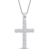 SAVEARTH DIAMONDS 8 1/4 Carat Round Cut Lab Created Moissanite Diamond Cross Pendant Necklace In 14k Gold Over 925 Sterling Silver Jewelry With 18" Chain, 8.25 Cttw