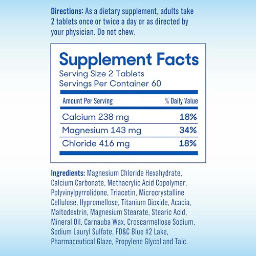 SLOWMAG MUSCLE & HEART MAGNESIUM CHLORIDE SUPPLEMENT WITH CALCIUM, 120 COUNT, SUPPORTS MUSCLE RELAXATION, HEART, NERVE & BONE HEALTH, HIGH ABSORPTION