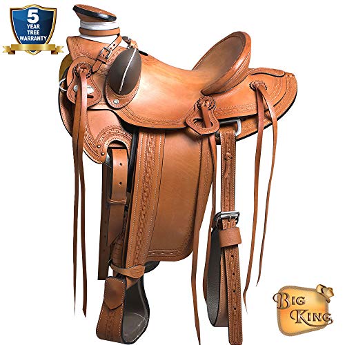 HILASON 16″ Western Horse Saddle Leather Wade Ranch Roping Oiled