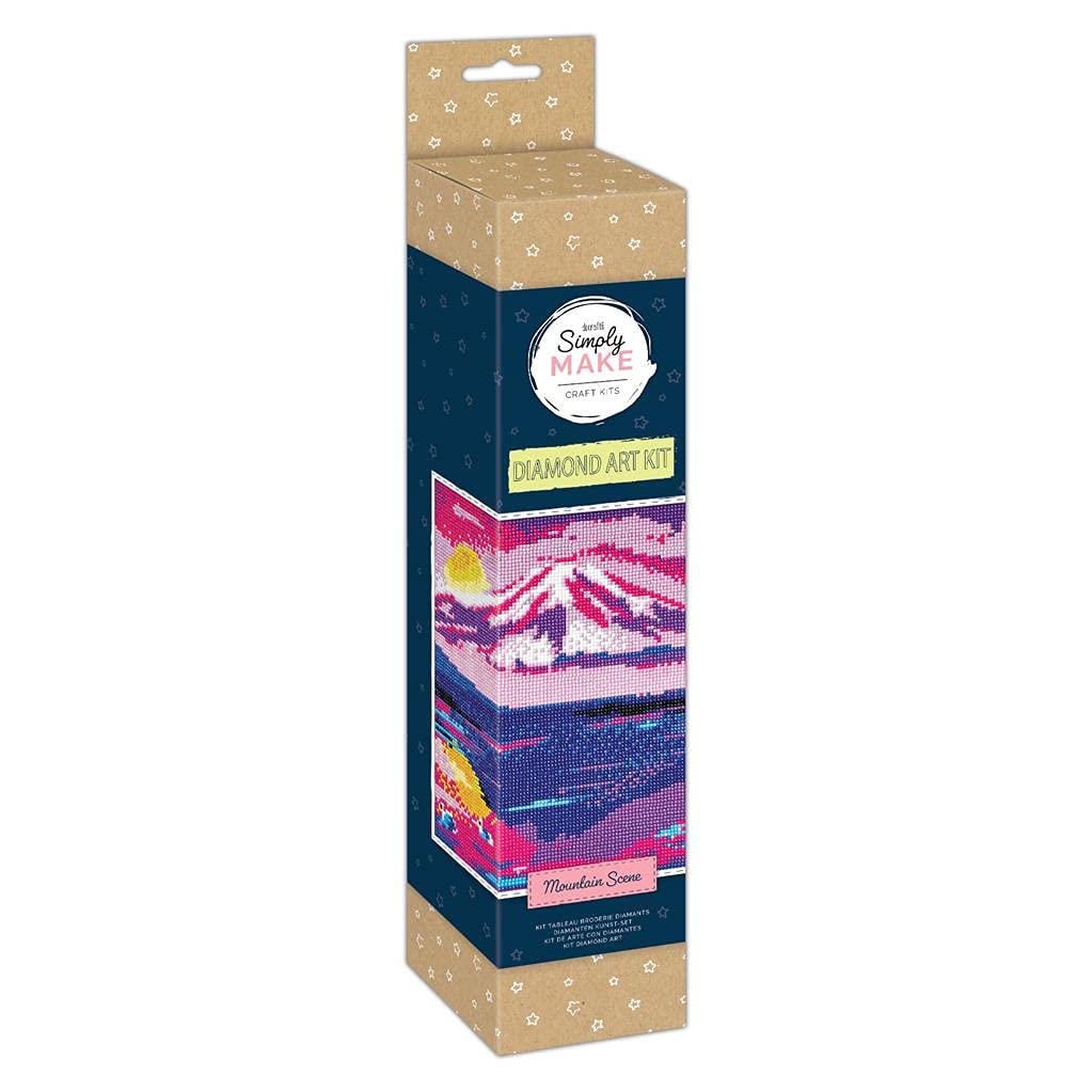 Simply MAKE Diamond Art Kit - Mountain Scene - Diamond Painting Kits for Adults, Vibrant Picture Canvas with Accessories, for Home Decor or Wall Hang Accessory, Gem Tool Included - Art & Craft Kit