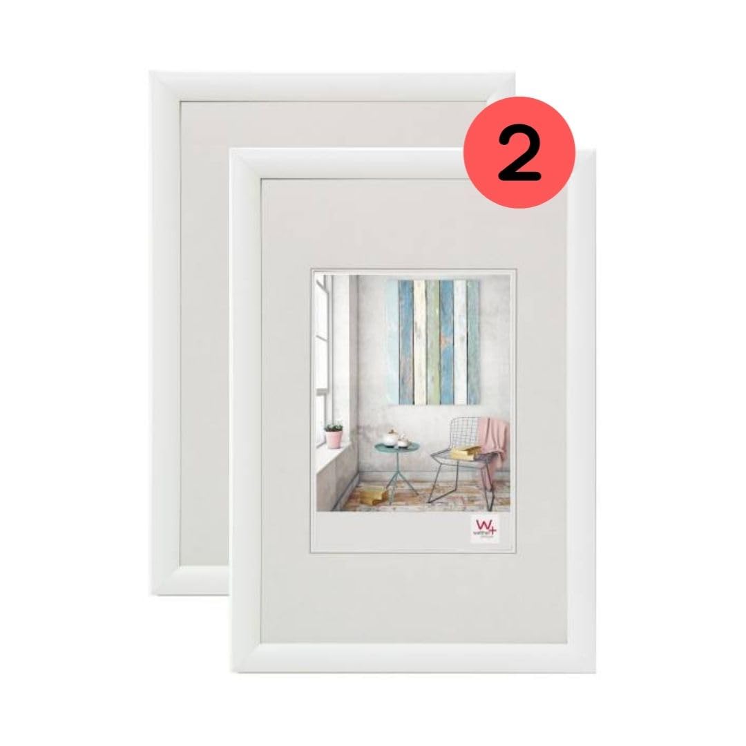 walther Design Picture Frame White 15 x 20 cm Twin Pack, Trendstyle Plastic Frame KP520WD