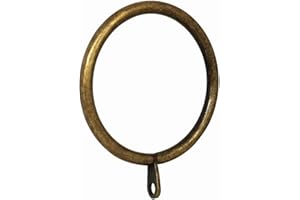 Curtain Ring Metal 42-Pcs 2.0'' Inner Diameter with Flat Eyelet for Curtain Hooks, fit up 1.5'' Rod (Antique Brass,42)