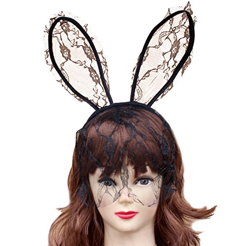 Chen Halloween Party Cute Lace Cat Ear Mask Veil Costume Hair Wear band Cosplay