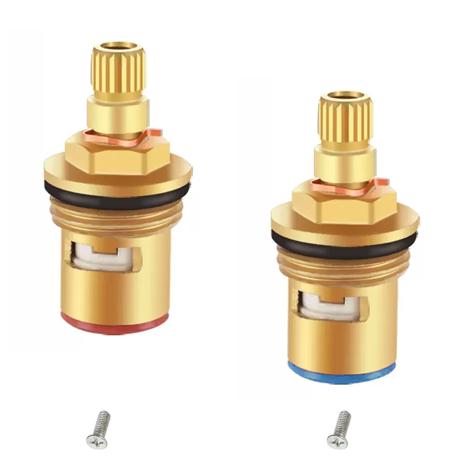 2PCS Replacement Tap Valves Kitchen Mixer tap Cartridge Replacement Brass Ceramic Stem Disc Cartridge Faucet tap Cartridge Replacement 1/4 Turn for Bathroom Kitchen