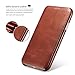 icarercase iPhone X Leather Case, Genuine Vintage Leather Flip Folio Opening Cover in Curved Edge Design, Side Open Case with Hidden Magnetic Snap for Apple iPhone 10 5.8 Inch - Brown