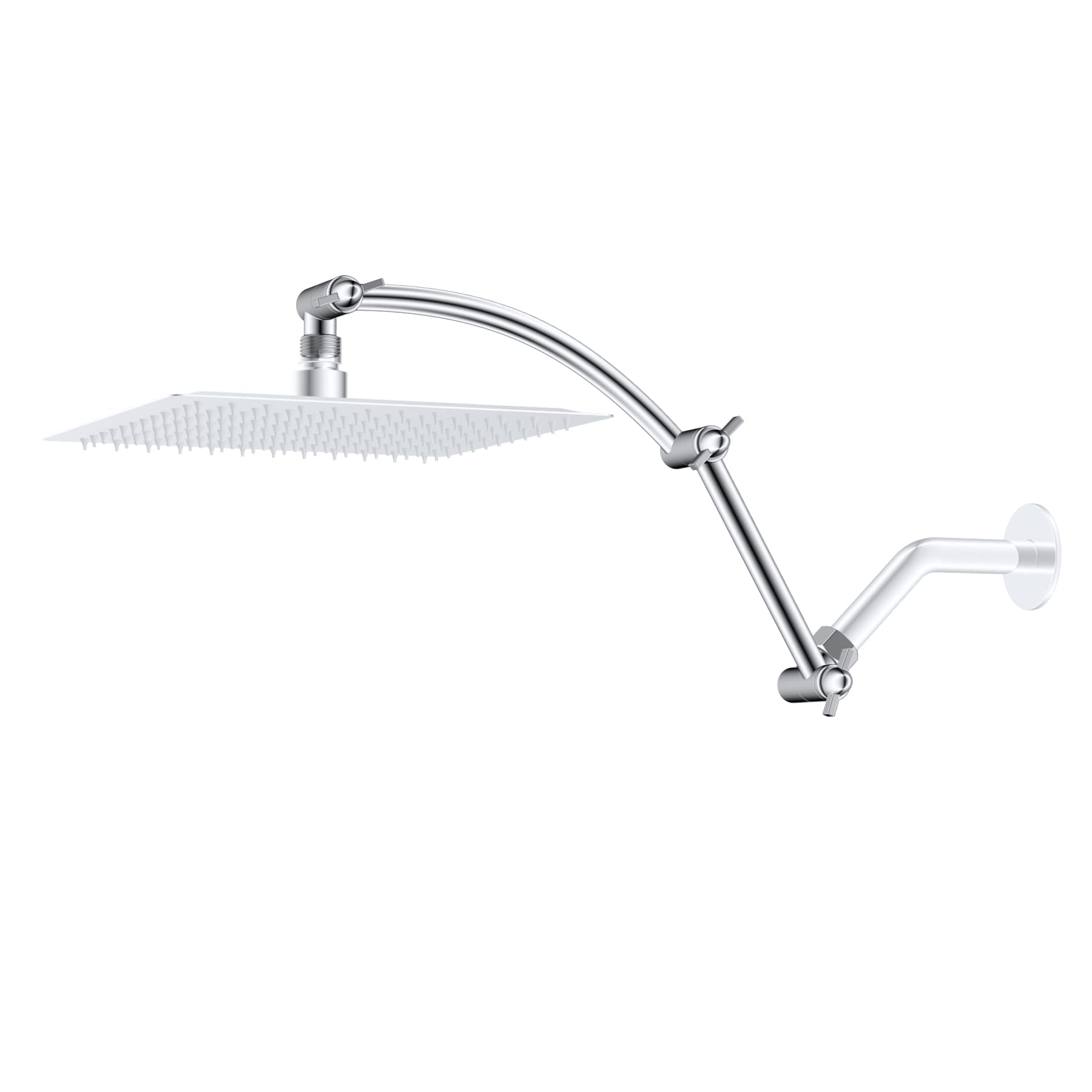 Photo 1 of Hibbent All Metal 16'' Shower Head Extension Arm Solid Brass Flexible Height & Angle Adjustable Shower Arm Extender with Lock Joint, Universal Connection Stainless Steel Pipe Height Extending, Chrome