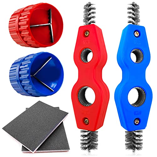 6 Pack 4 in 1 Copper Pipe Cleaner and Reamer Set with Wet/Dry 8001000