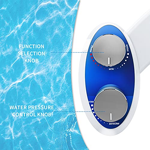Bidet Attachment, Fresh Water Spray - BLUE STONE Non-Electric Mechanical Self Cleaning Dual Nozzle for Toilet Attachment, Cold Water Bidet Toilet Seat