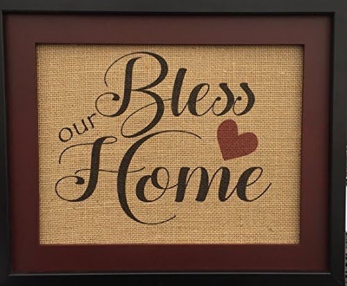 Bless our Home Religious Inspirational Wall Art 8.5" x 11" Unframed Burlap Tapestry Features Christian House Blessing for Your Home Decor