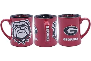 RFSJ Georgia Bulldogs Ceramic 16oz Relief Mug – Officially Licensed 3D Logo Coffee Cup – Red – Handwash Recommended
