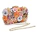 Milisente Women Clutches Colorful Flower Evening Bag Sequins Satin Evening Clutch