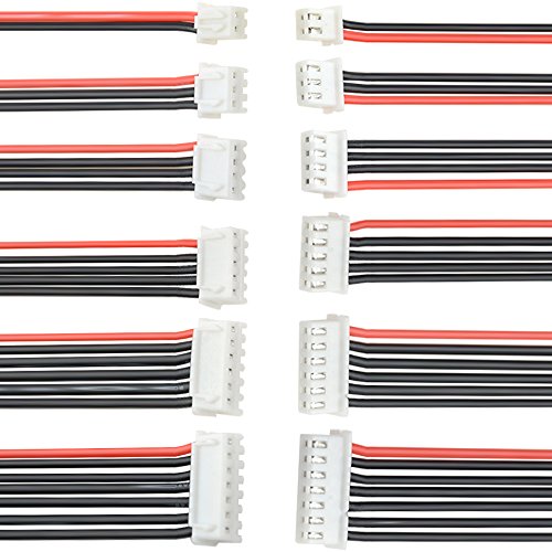 WGCD 18 PCS 1S 2S 3S 4S 5S 6S Battery Balance Charge Cable Lead Wire with JST XH Connector Adapter Plug, 5.7inch